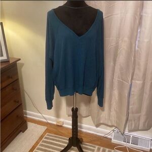 We The Free Deep Teal V-Neck Ribbed Sweater